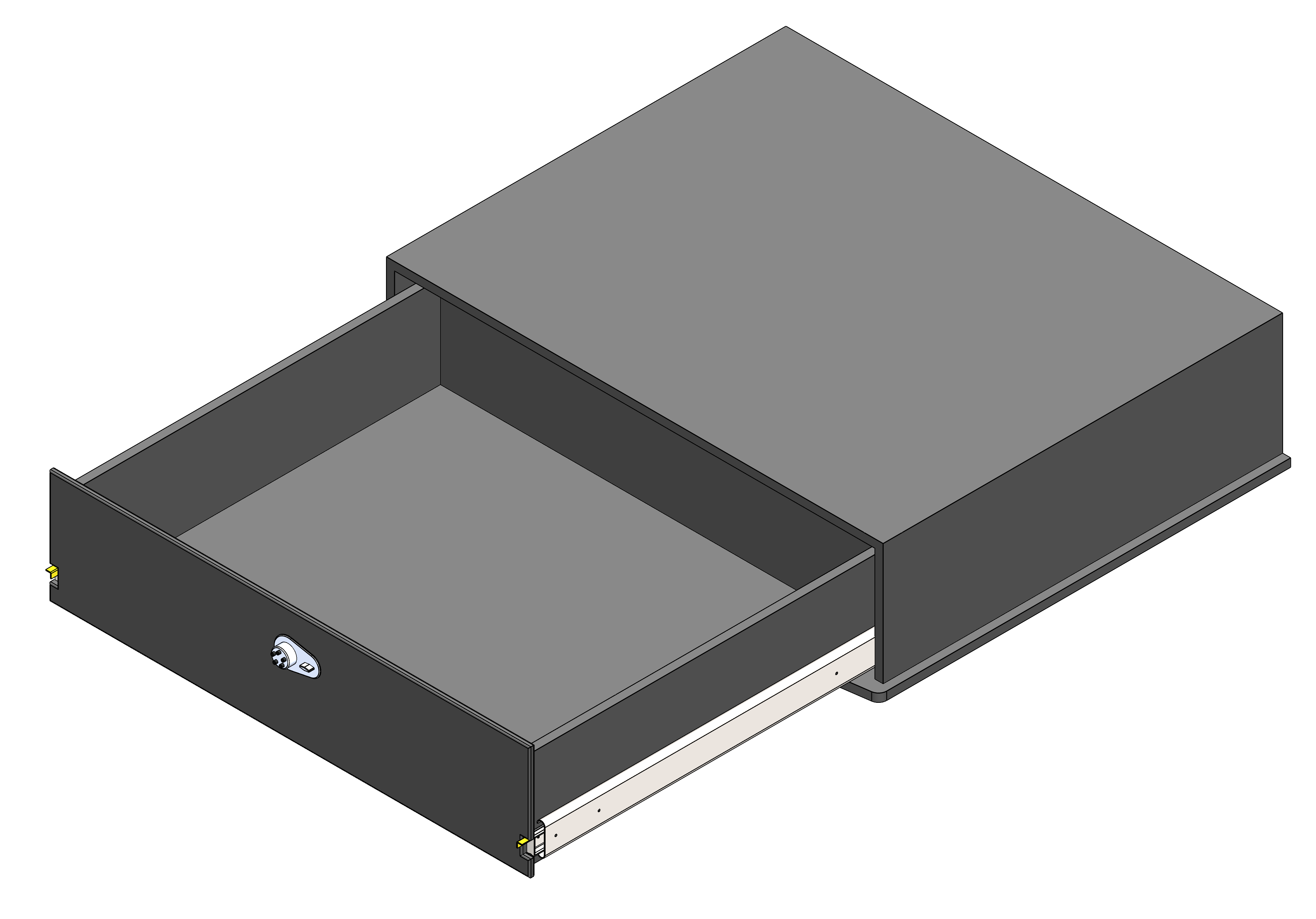 Locking long‑gun storage cabinet installed in a Chevy Tahoe police SUV, featuring secure weapon compartments and a durable black finish