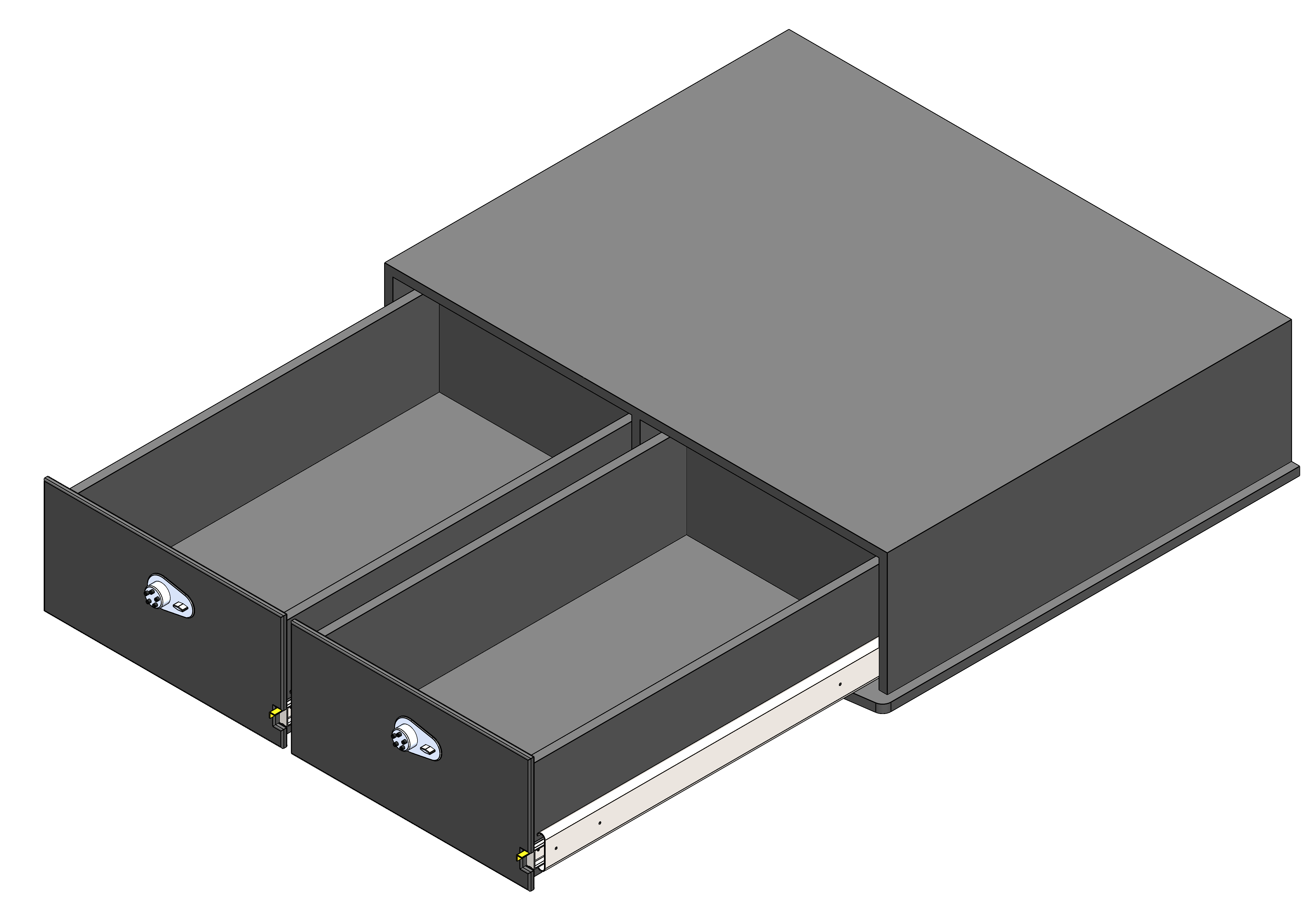 Locking long‑gun storage cabinet installed in a Chevy Tahoe police SUV, featuring secure weapon compartments and a durable black finish