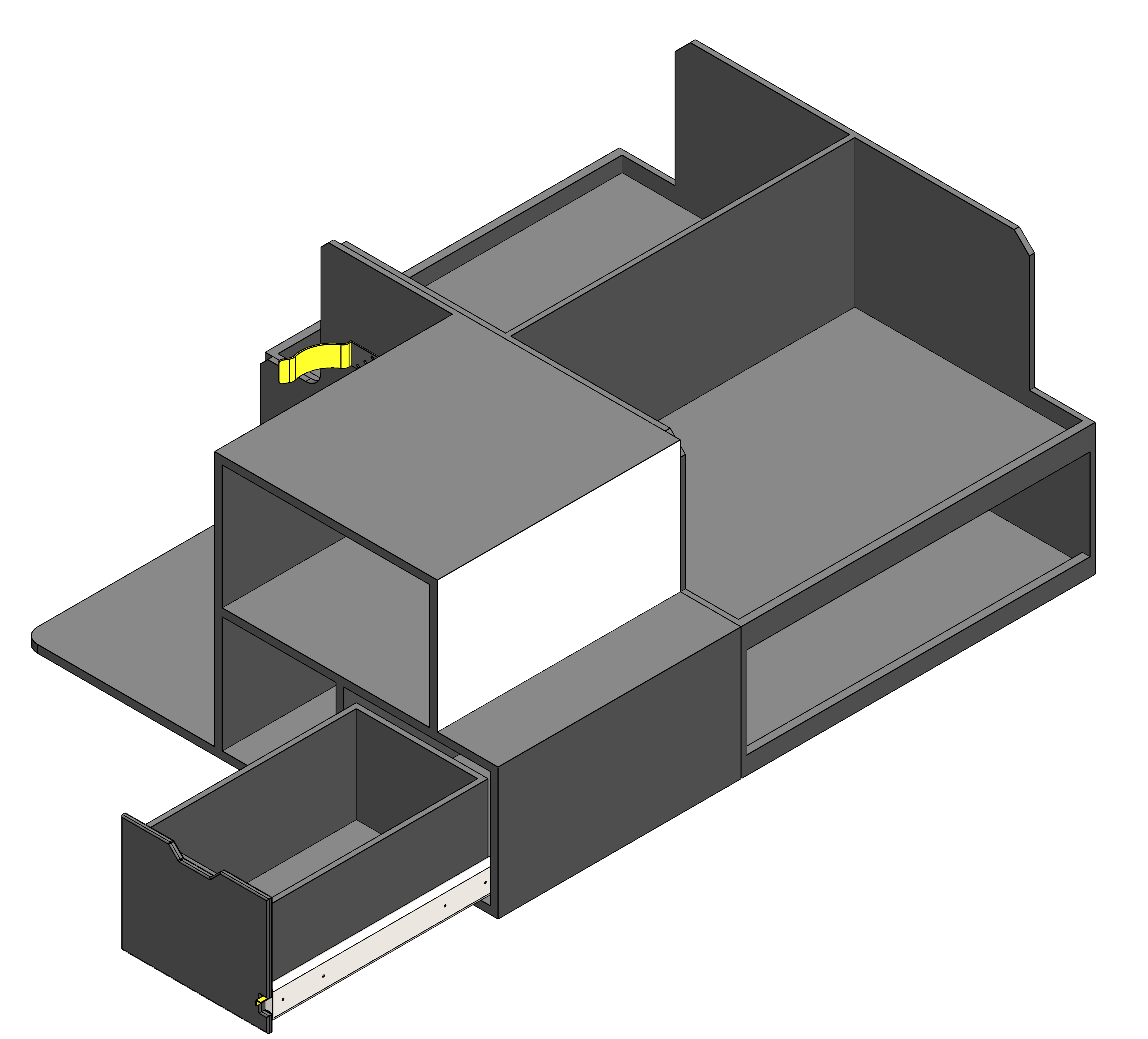 Fire department command cabinet installed in a fire chief’s pickup truck, featuring organized emergency response storage and rapid‑access gear compartments