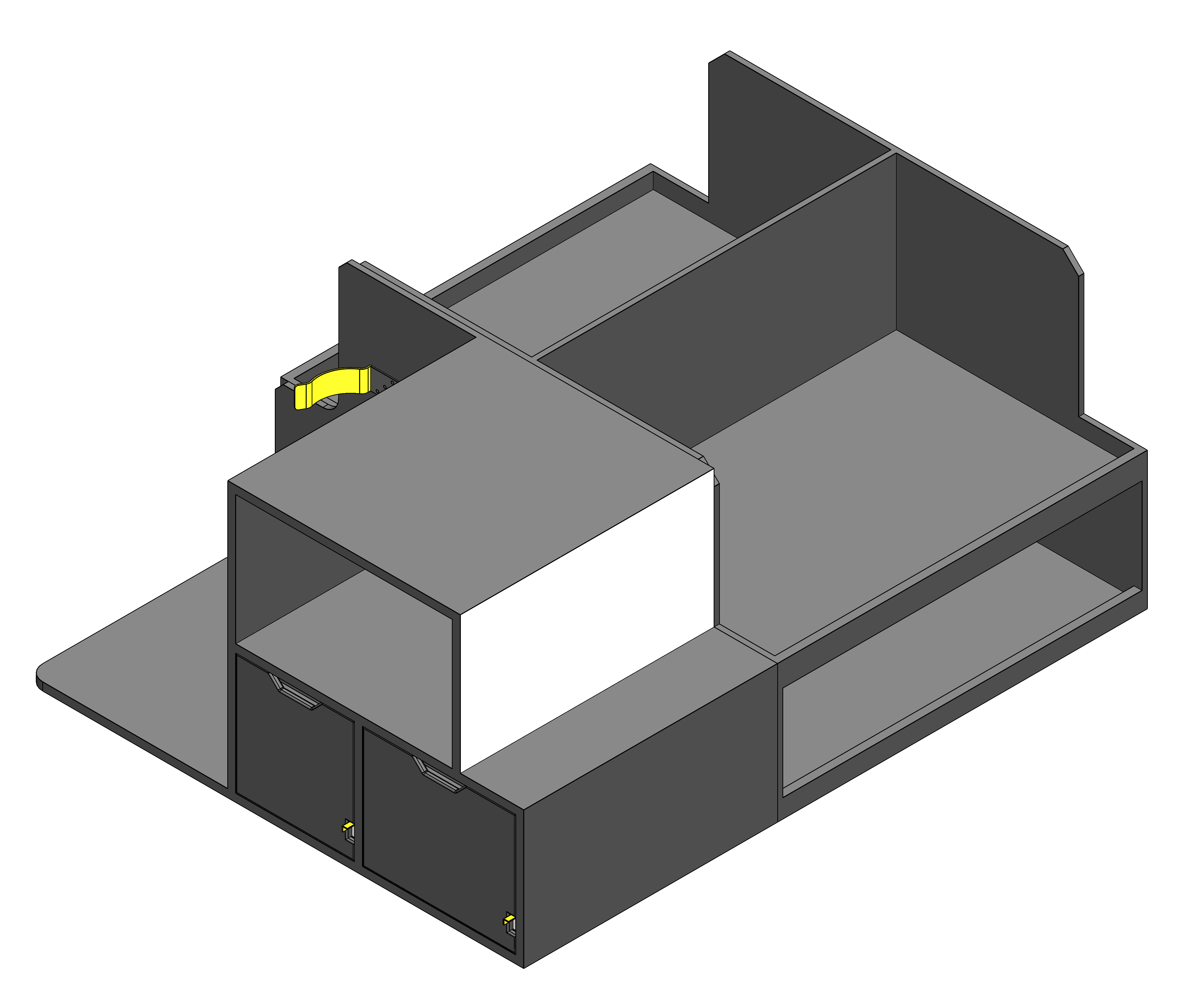 Fire department command cabinet installed in a fire chief’s pickup truck, featuring organized emergency response storage and rapid‑access gear compartments