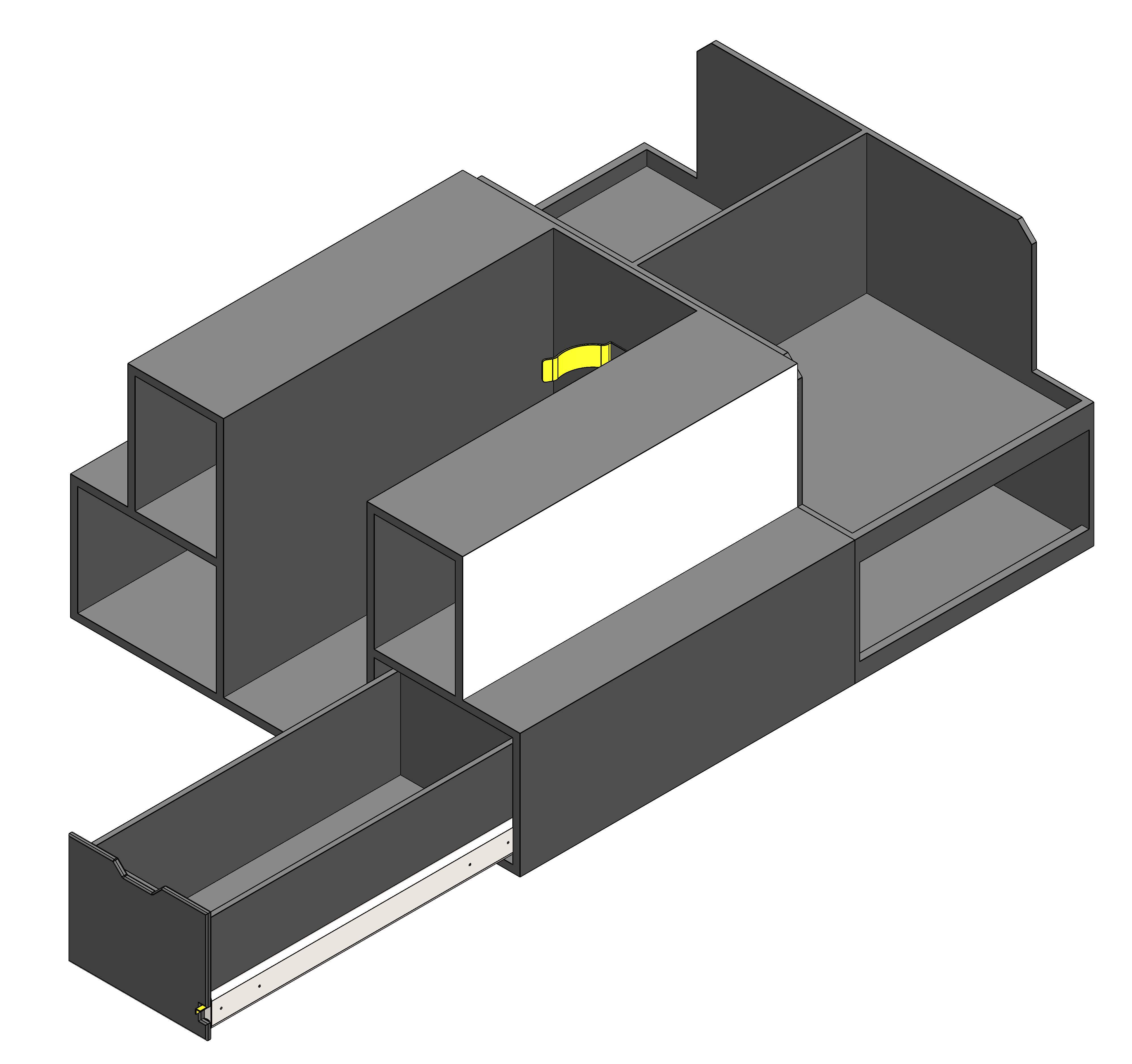 Fire department command cabinet installed in a fire chief’s pickup truck, featuring organized emergency response storage and rapid‑access gear compartments