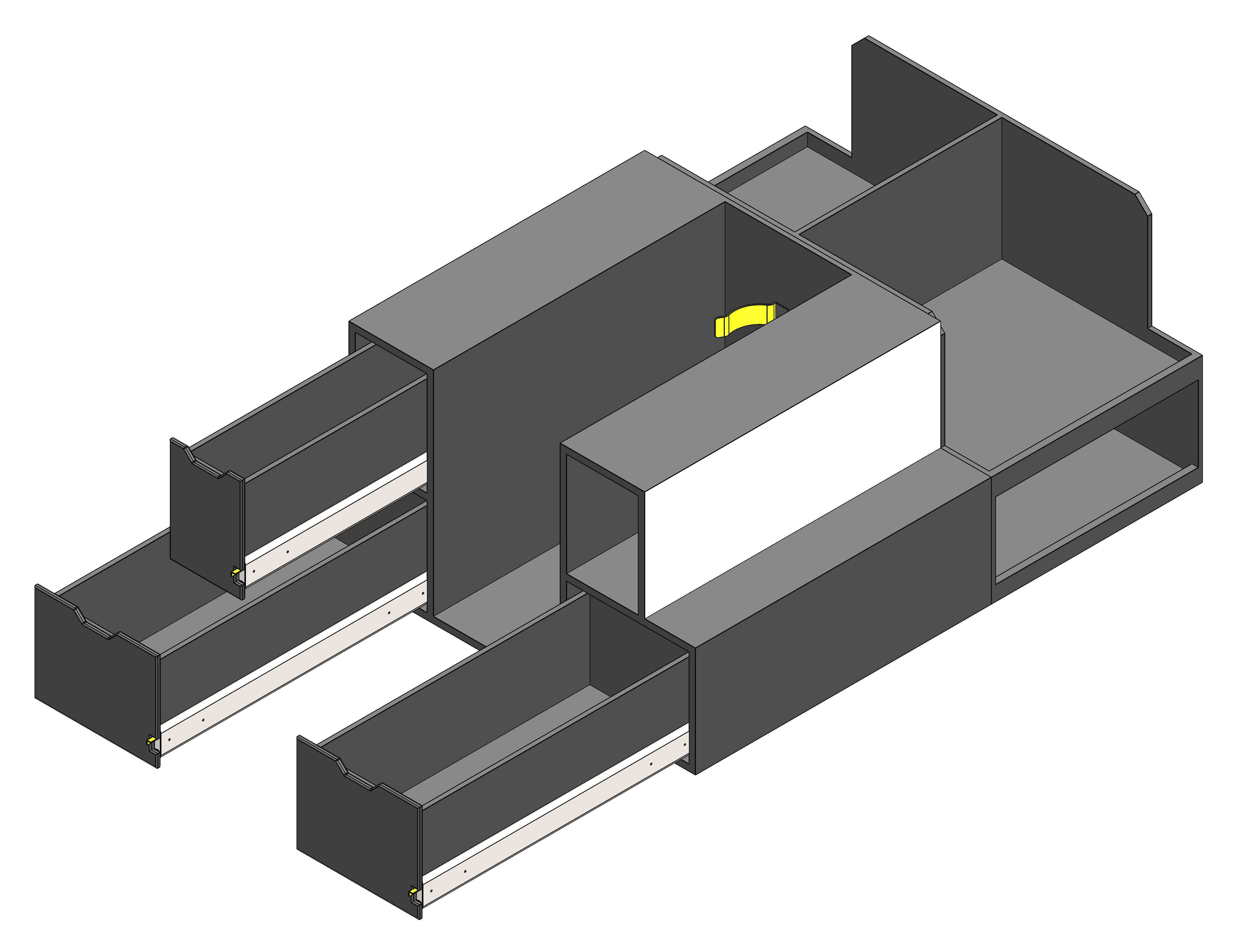 Fire department command cabinet installed in a fire chief’s pickup truck, featuring organized emergency response storage and rapid‑access gear compartments