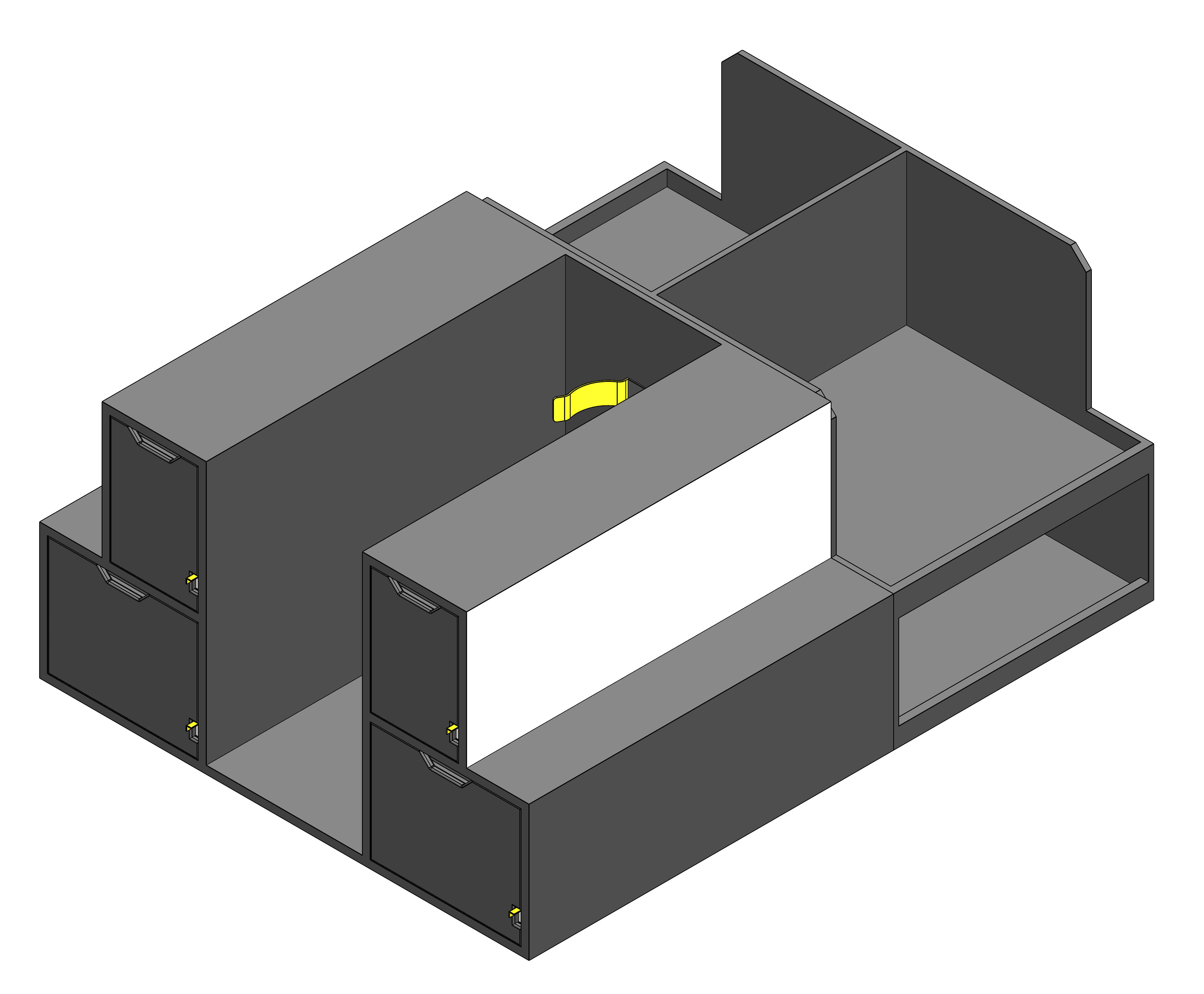 Fire department command cabinet installed in a fire chief’s pickup truck, featuring organized emergency response storage and rapid‑access gear compartments