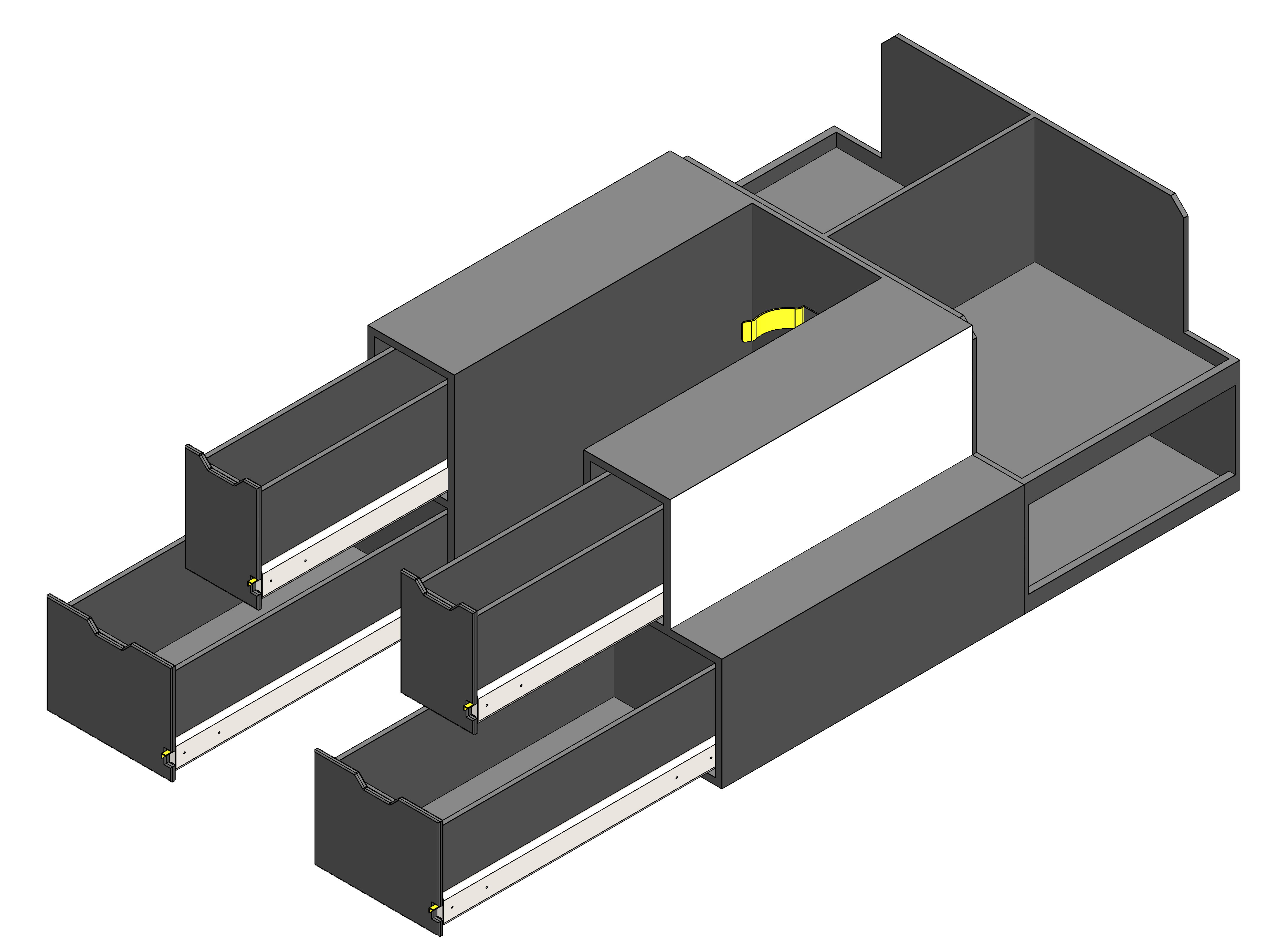 Fire department command cabinet installed in a fire chief’s pickup truck, featuring organized emergency response storage and rapid‑access gear compartments