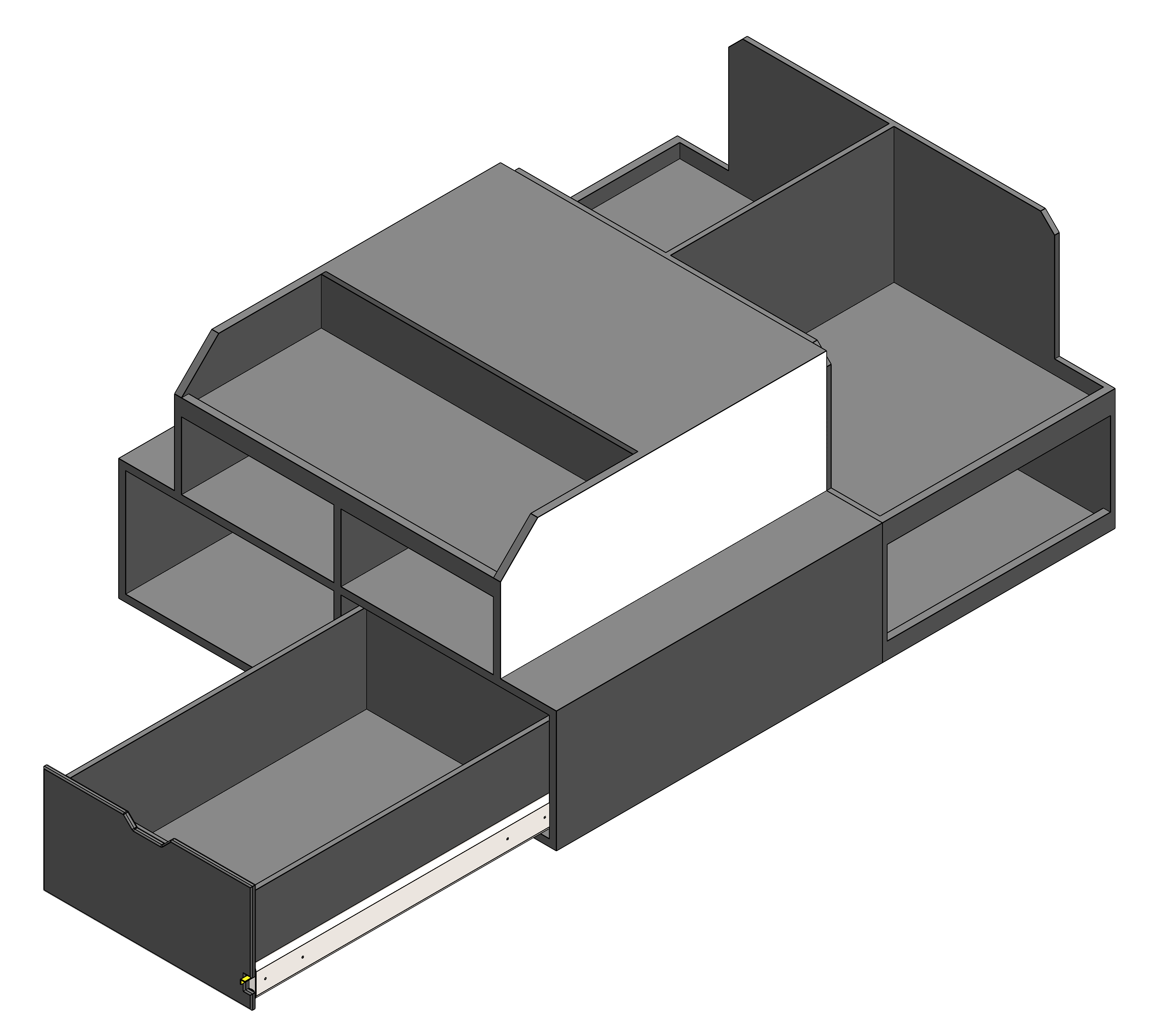 Fire department command cabinet installed in a fire chief’s pickup truck, featuring organized emergency response storage and rapid‑access gear compartments