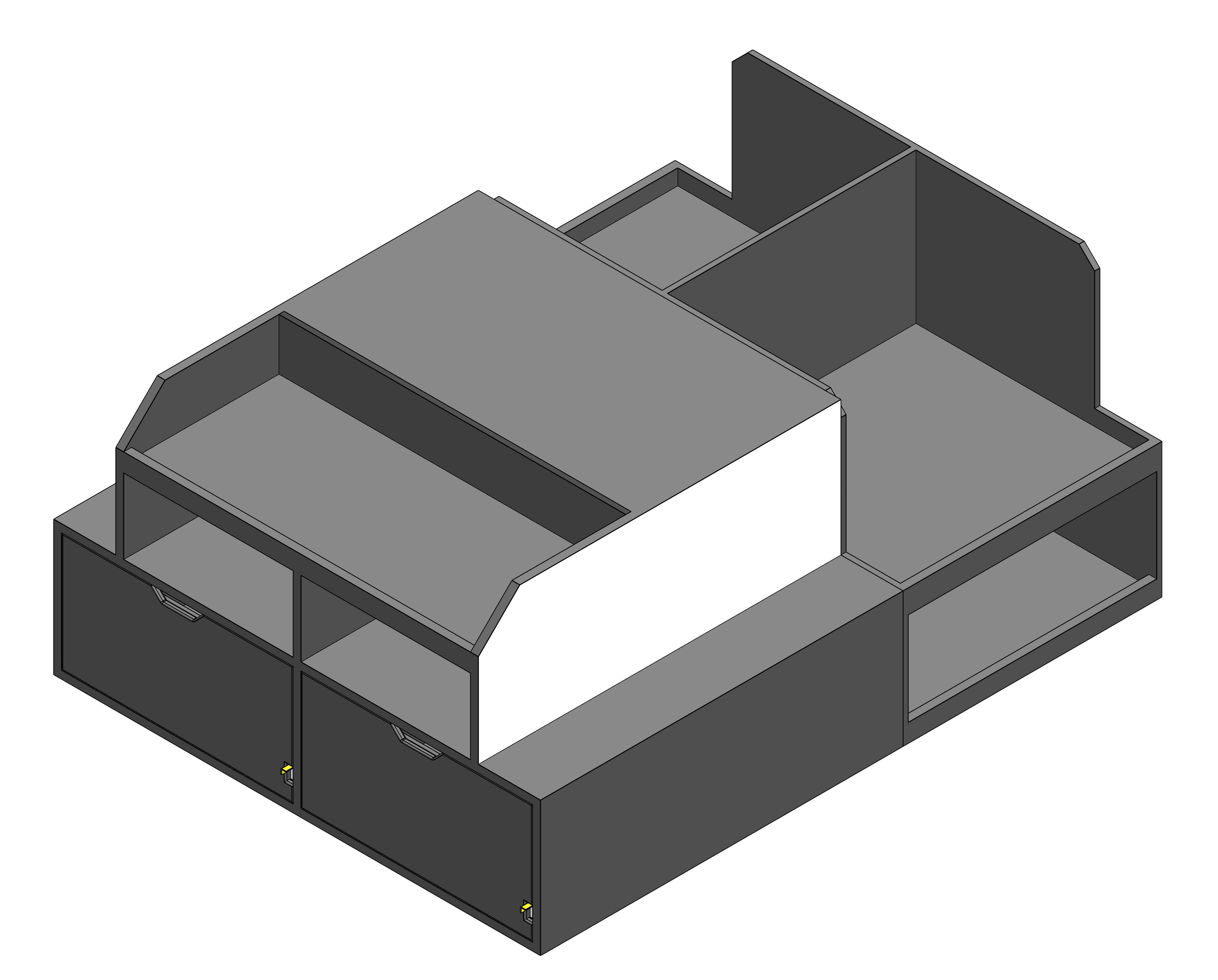 Fire department command cabinet installed in a fire chief’s pickup truck, featuring organized emergency response storage and rapid‑access gear compartments
