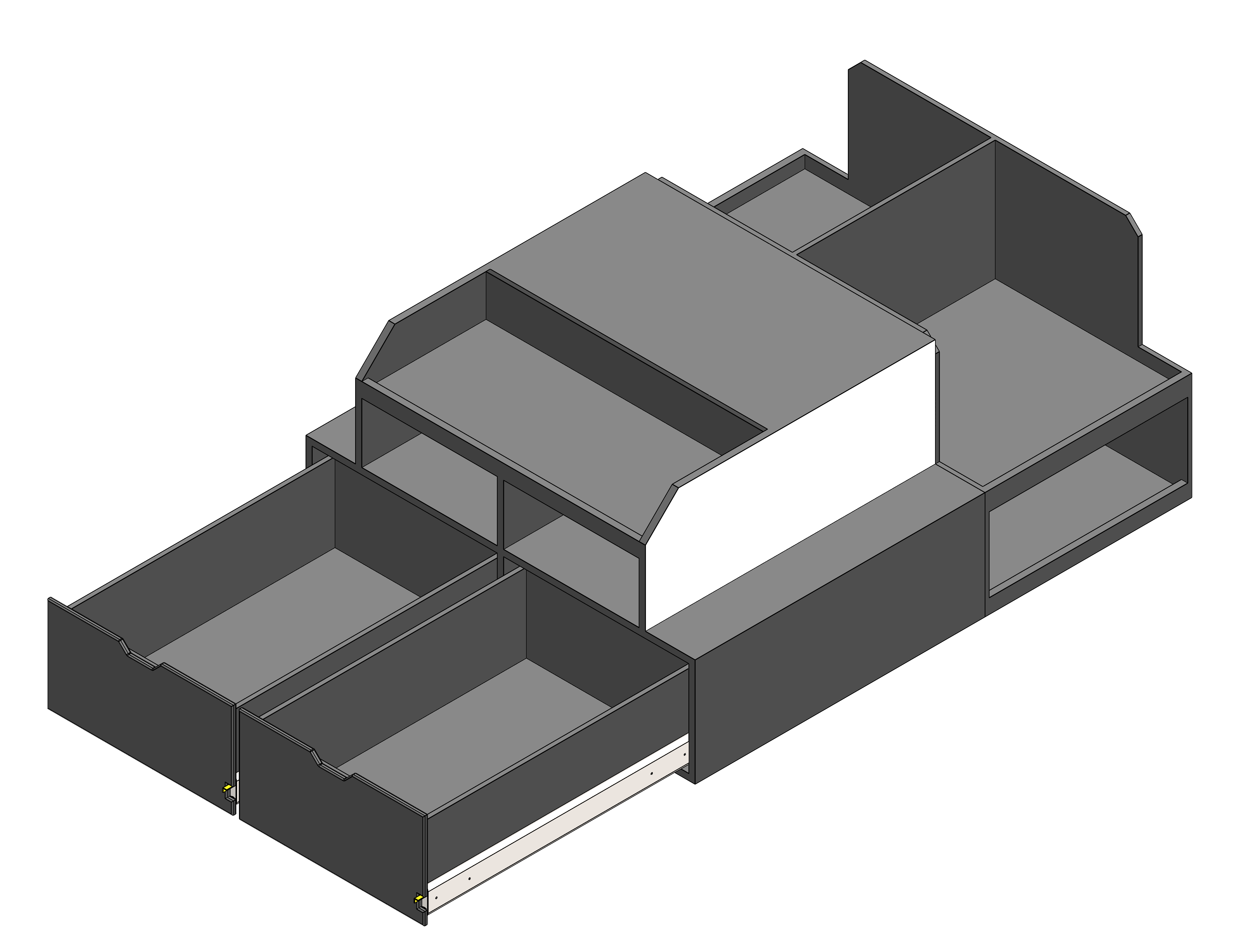 Fire department command cabinet installed in a fire chief’s pickup truck, featuring organized emergency response storage and rapid‑access gear compartments
