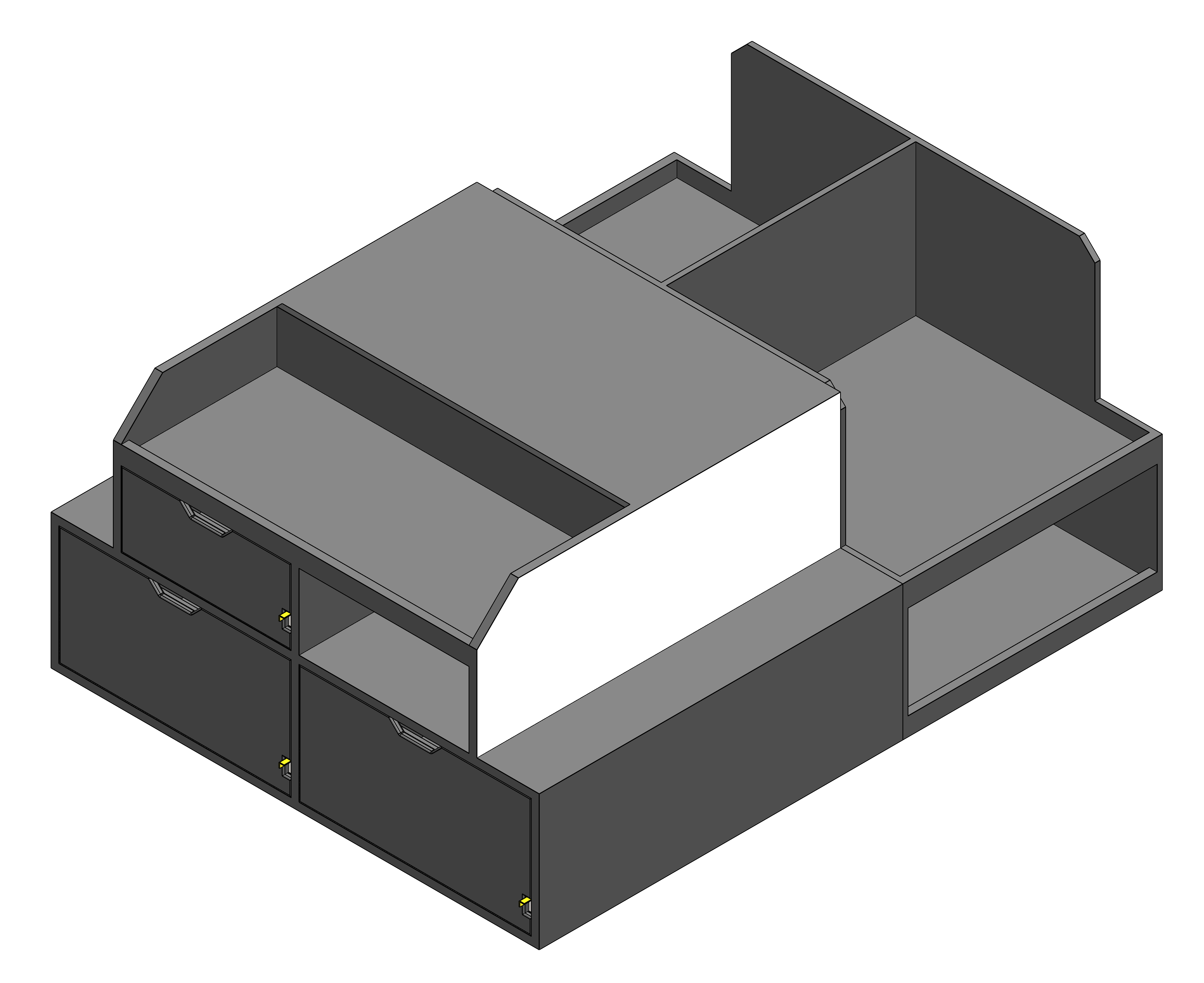 Fire department command cabinet installed in a fire chief’s pickup truck, featuring organized emergency response storage and rapid‑access gear compartments
